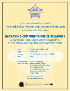 Improving Community-Policing Relations Discussion, Tuesday, February 24 at 7pm